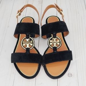 Tory Burch Metal Miller Two Band Sandals Suede